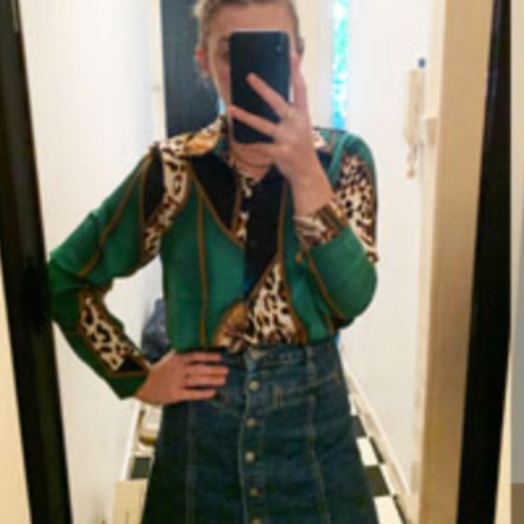 Fashion Leopard Contrast Long Sleeve Shirt Blouse Top - Picture 15 of 15